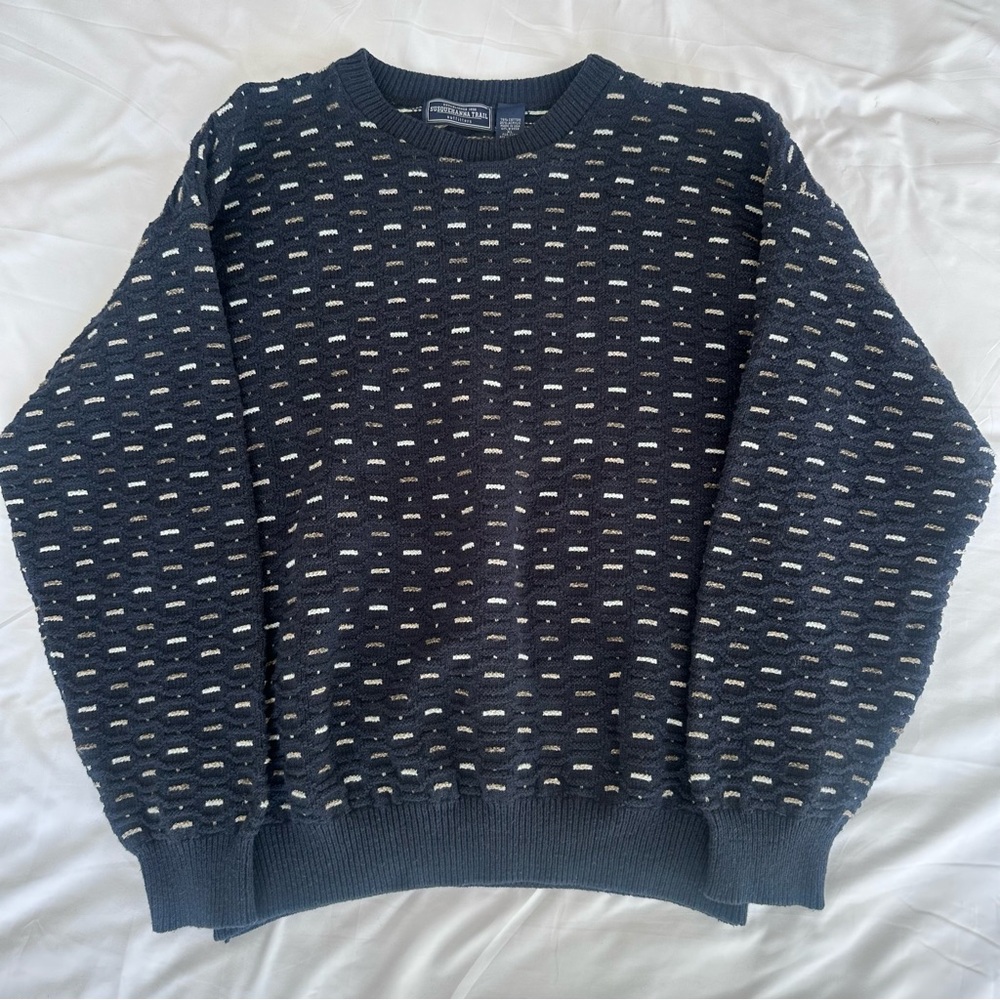 Vintage Susquehanna Trail Knit Sweater Size XL Blue Cabincore Indie Grandpacore